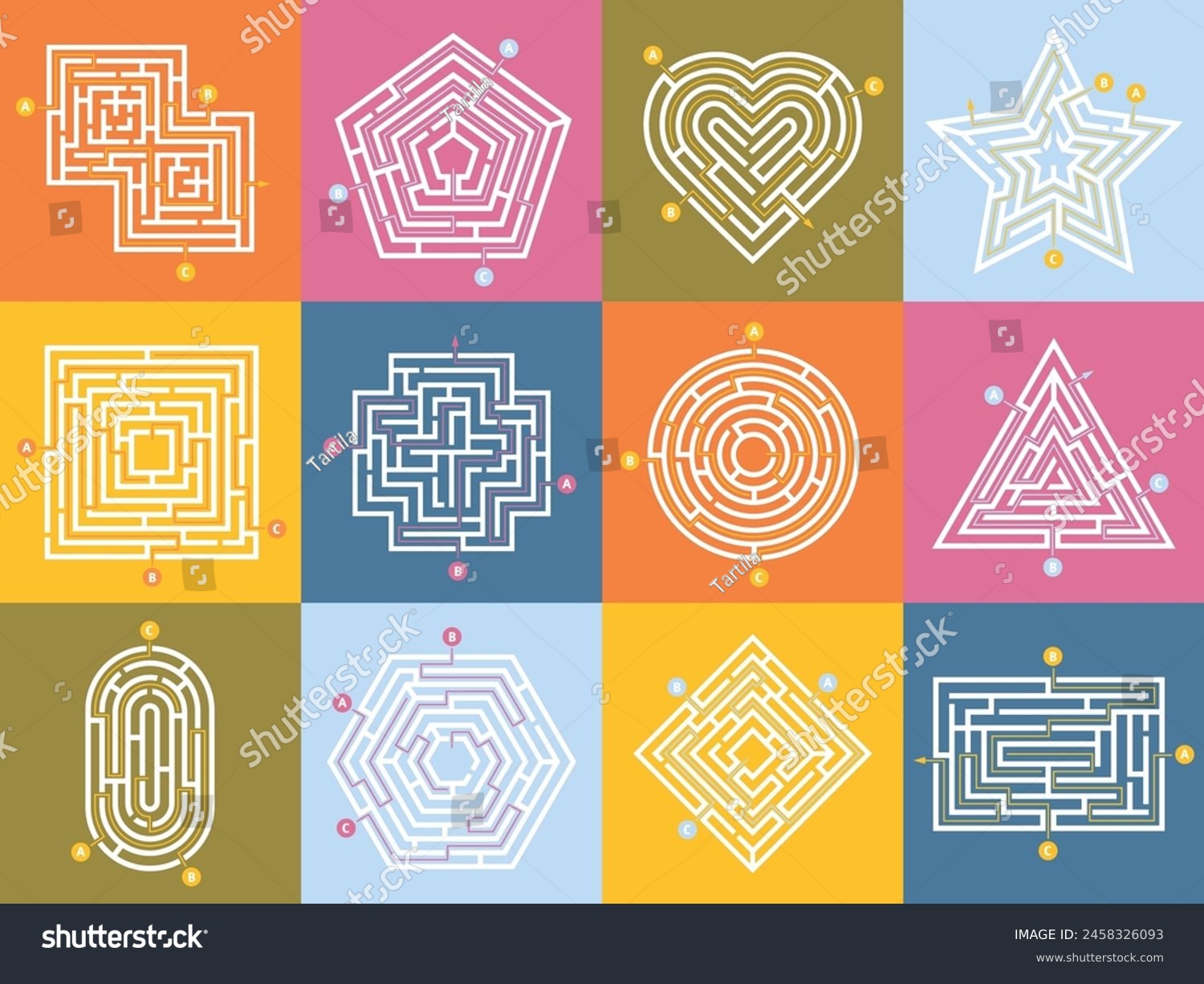 Labyrinth Game Maze Conundrum Labyrinth Way Stock Vector (Royalty Free
