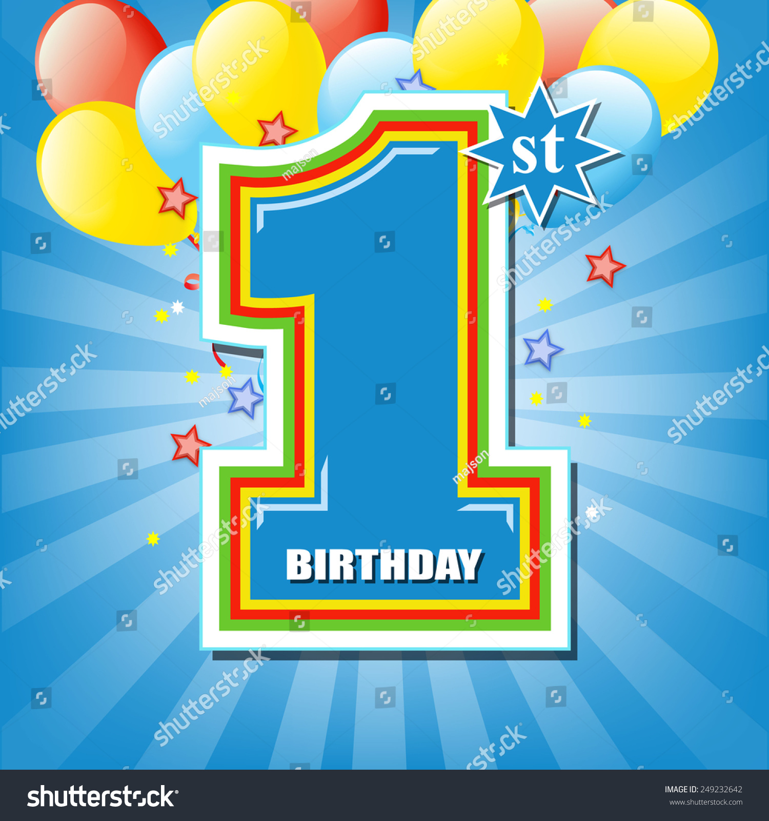 Happy First Birthday Background Stock Vector (Royalty Free) 249232642