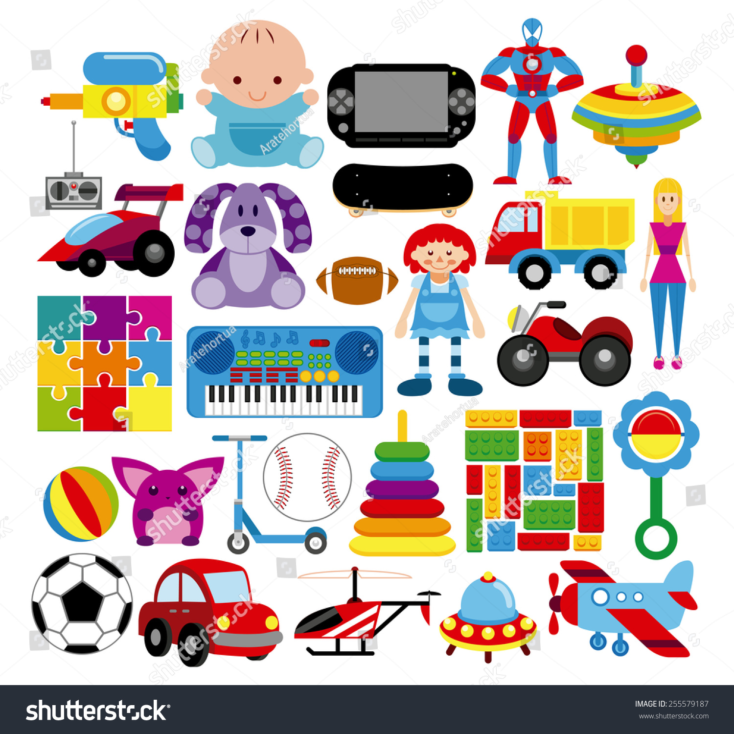 Vector Set Different Colorful Toys Isolated Stock Vector (Royalty Free