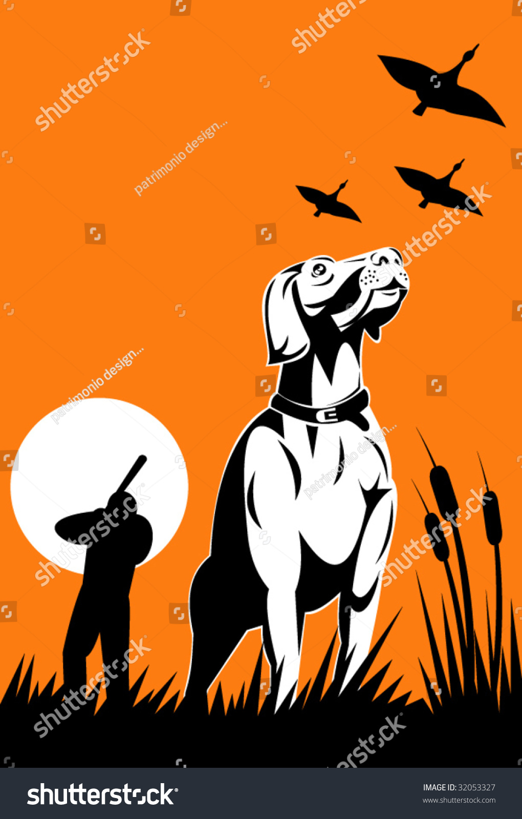 Hunting Dog Hunter Background Stock Vector (Royalty Free) 32053327