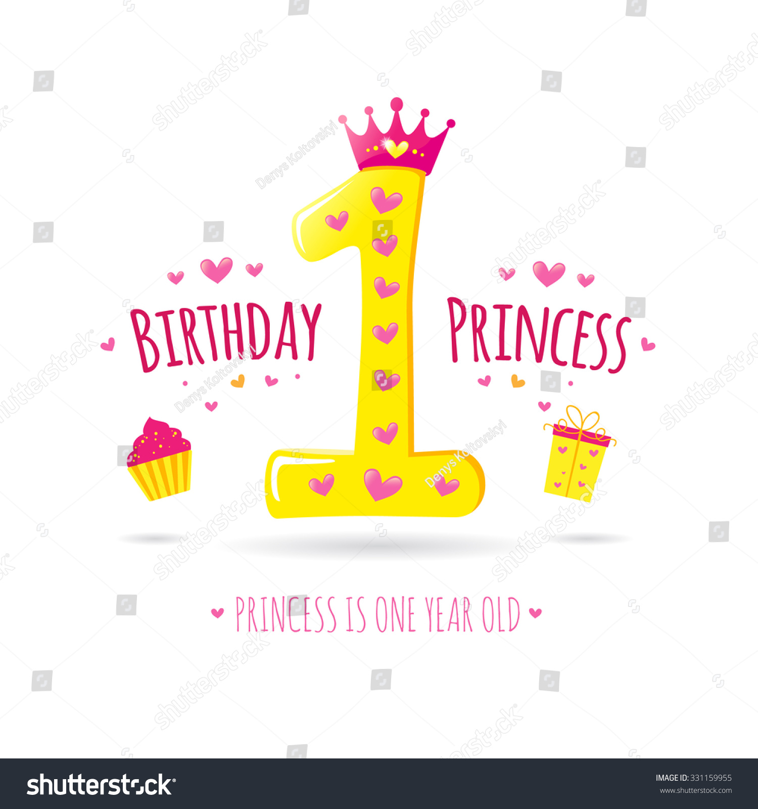 Happy First Birthday Greeting Card Your Stock Vector (Royalty Free