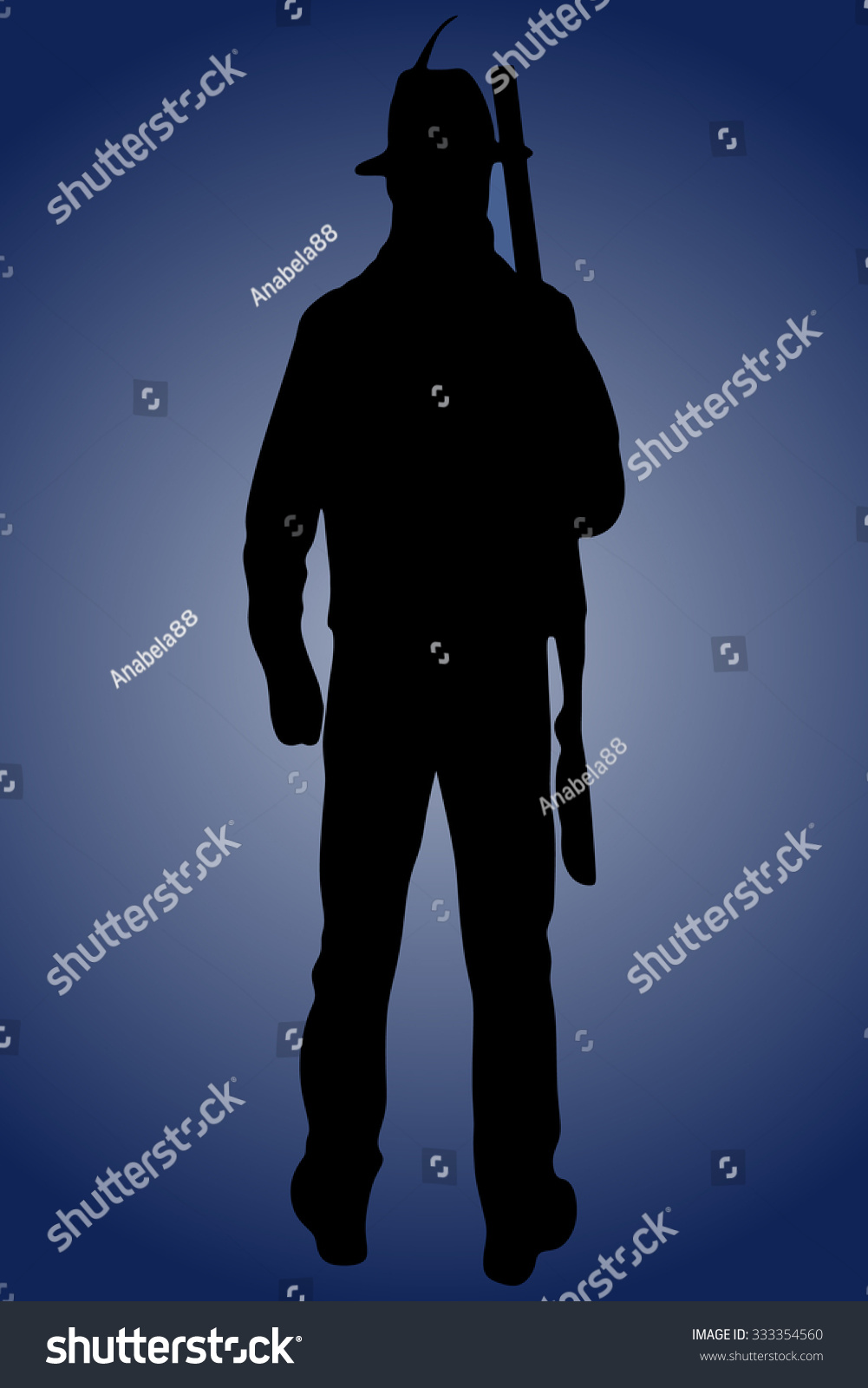 Illustration Back View Hunter On White Stock Vector (Royalty Free