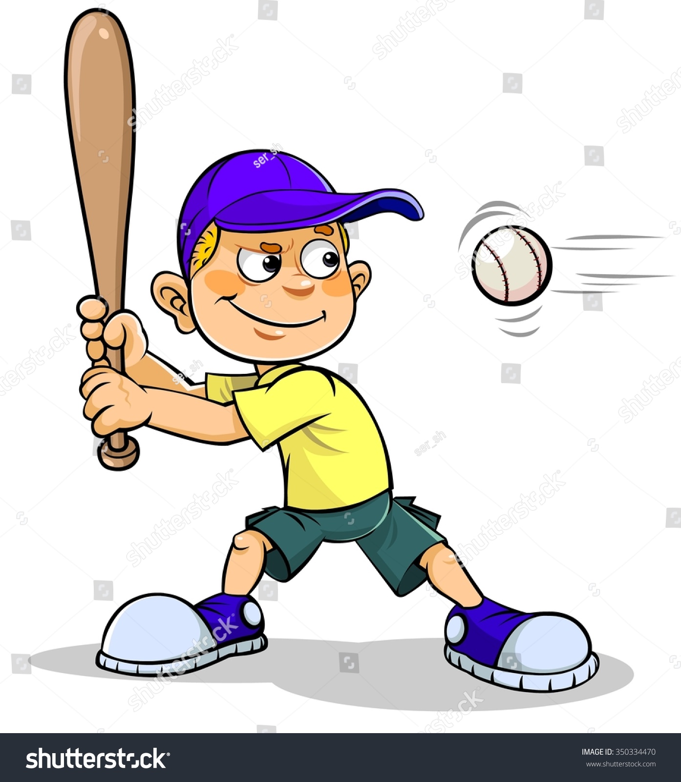 Vector Color Illustration Cartoon Boy Playing 스톡 벡터(로열티 프리) 350334470