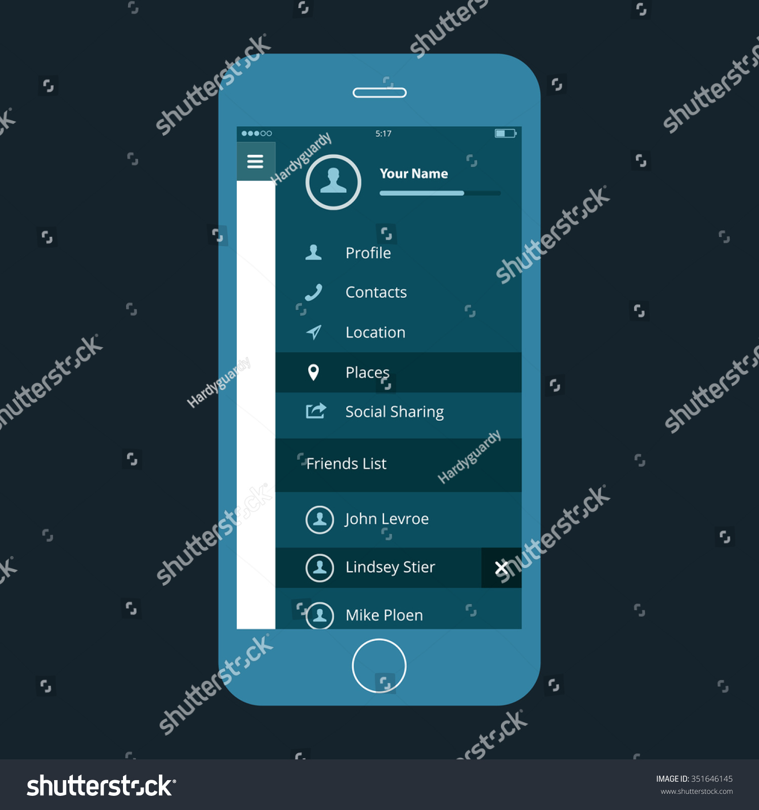 Mobile Wireframe Ui Kit Sidebar Menu Stock Vector (Royalty Free