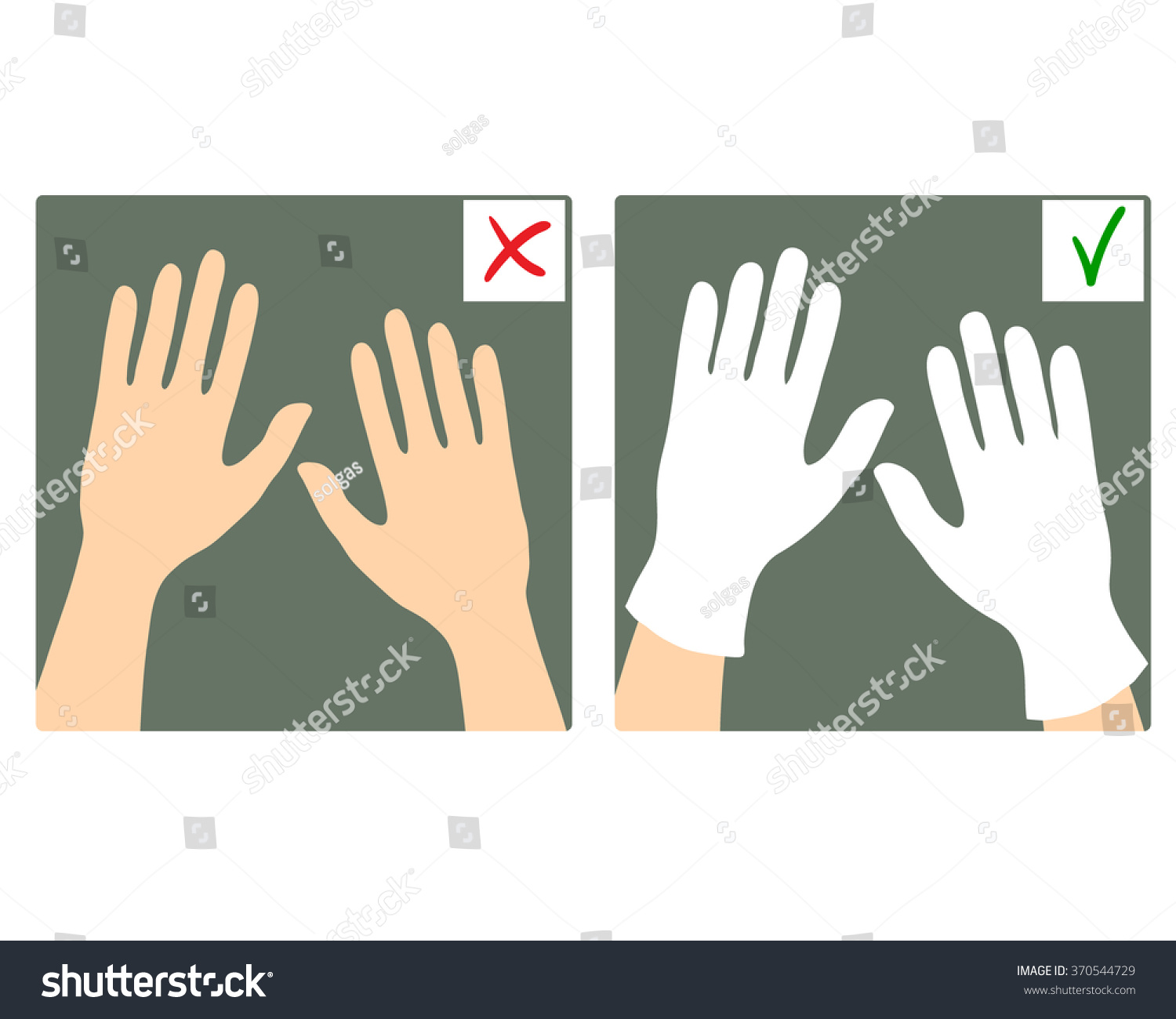 Set Two Images Hands Without Gloves Stock Vector (Royalty Free
