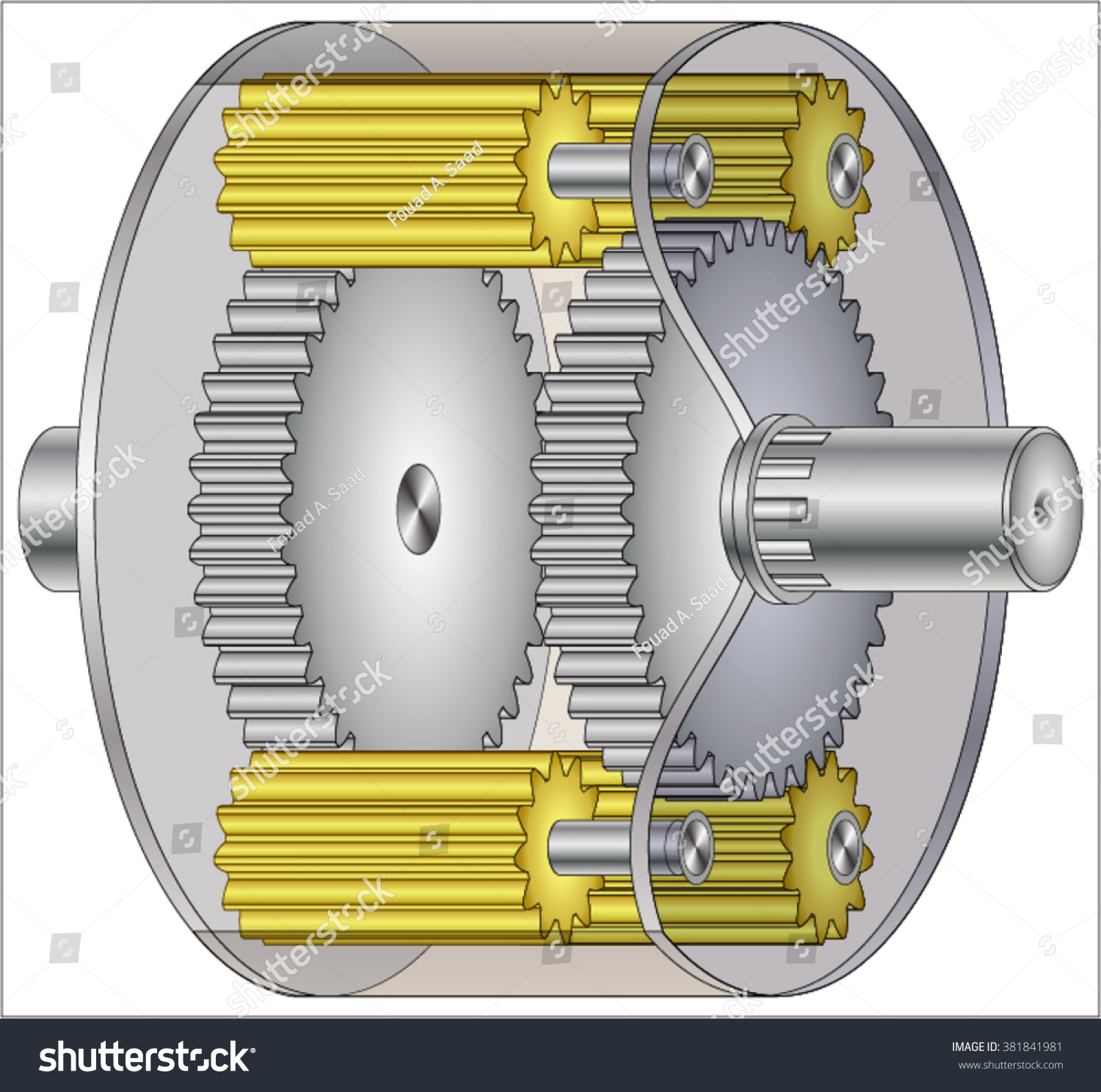Differential Mechanical Device Spur Gear Differential vector de stock