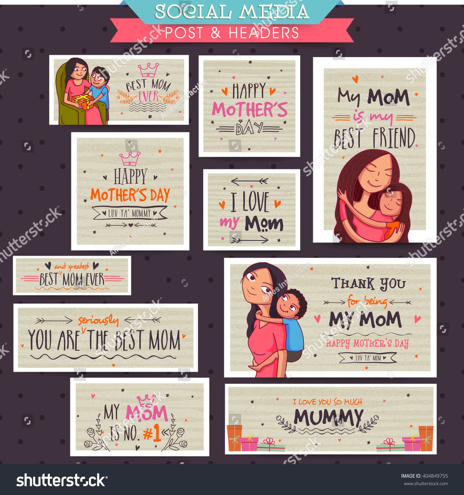 Creative Social Media Post Header Set Stock Vector (Royalty Free ...