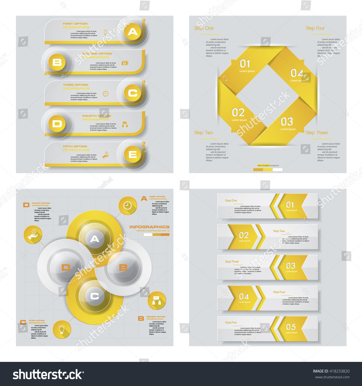 Collection 4 Yellow Color Templategraphic Website Stock Vector (Royalty ...