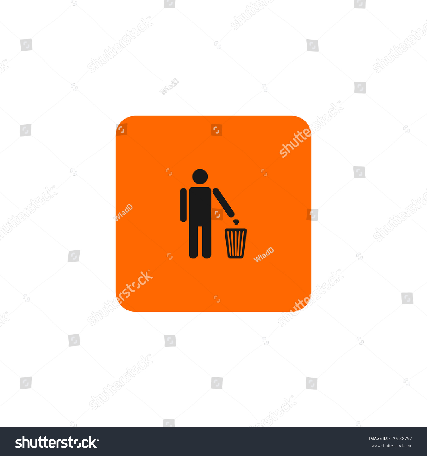 Icon Man Throwing Garbage Into Trash Stock Vector (Royalty Free