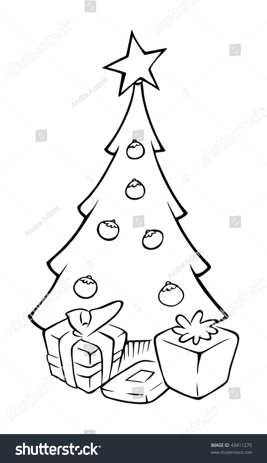 Christmas Tree Cartoon Outline