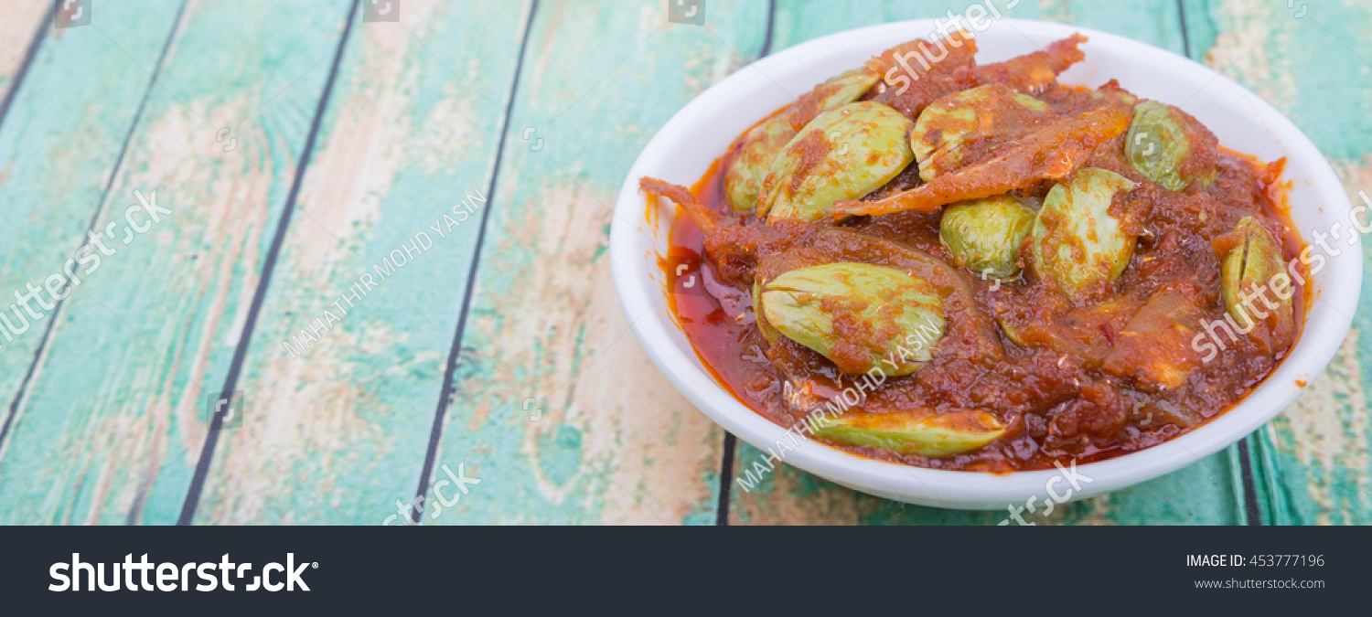 Malaysian Dish Dried Anchovy Stink Bean Stock Photo 453777196