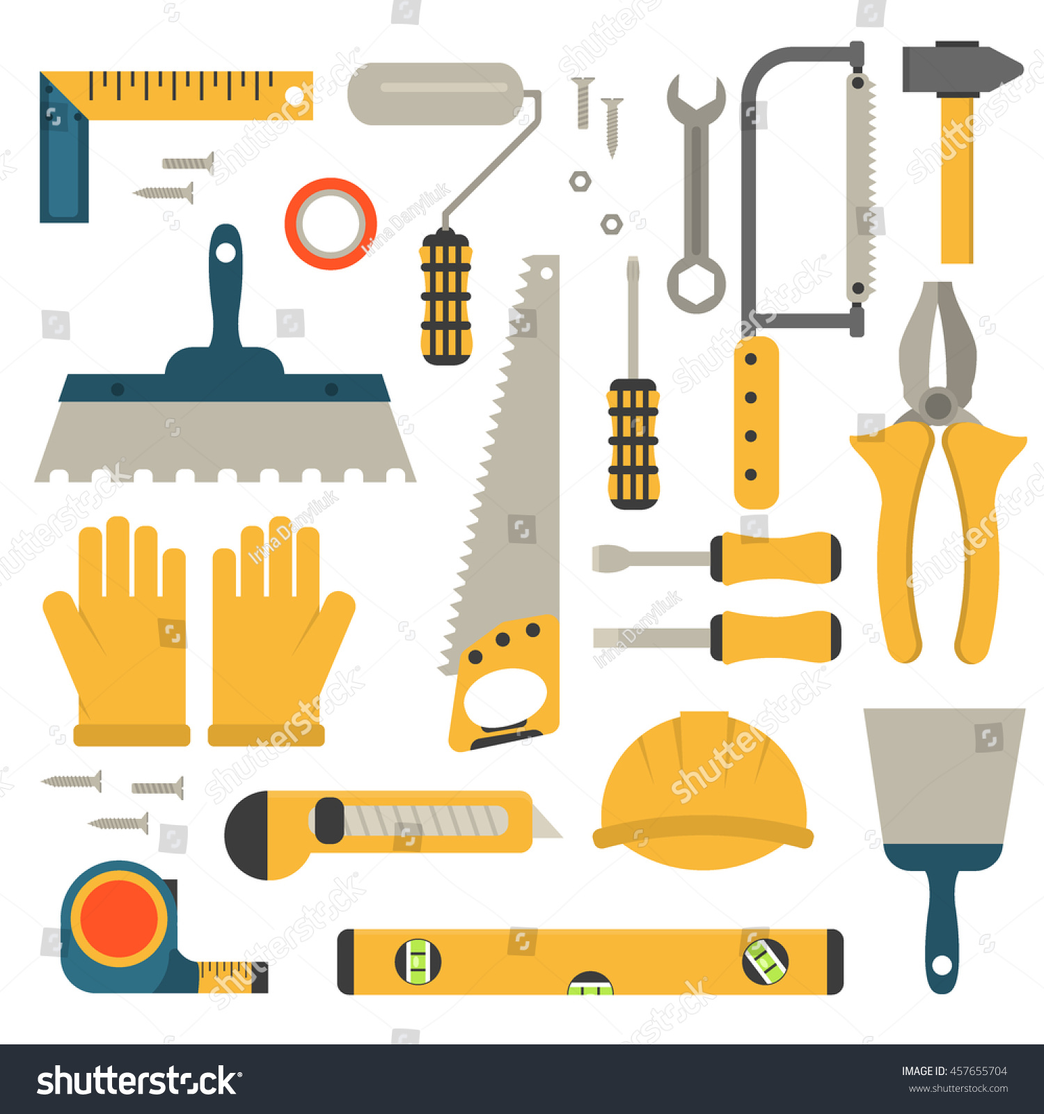 Set Flat Construction Tools Vector Equipment Stock Vector (Royalty Free