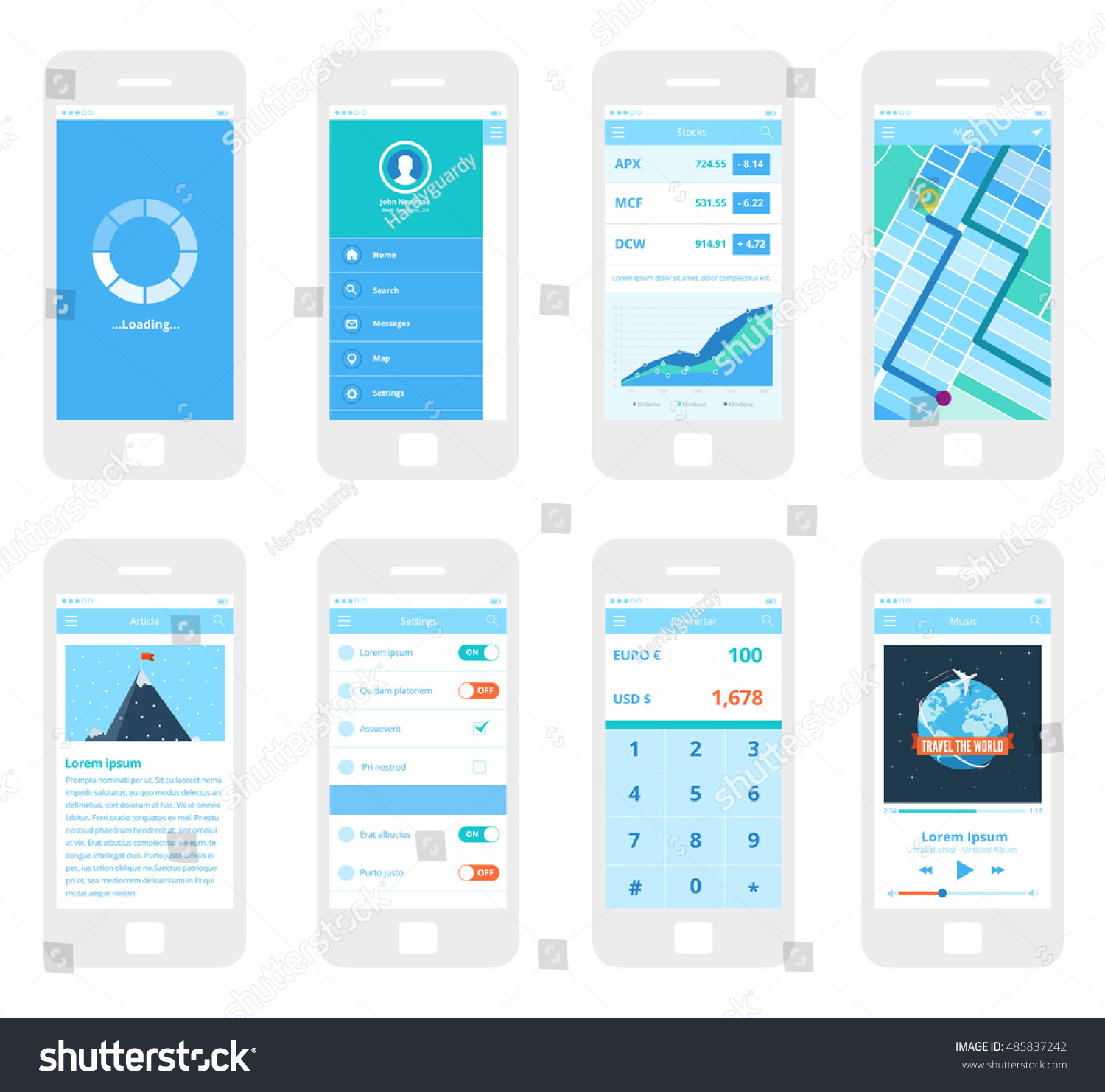 Mobile App Wireframe Ui Kit Loading 스톡 벡터(로열티 프리) 485837242 | Shutterstock