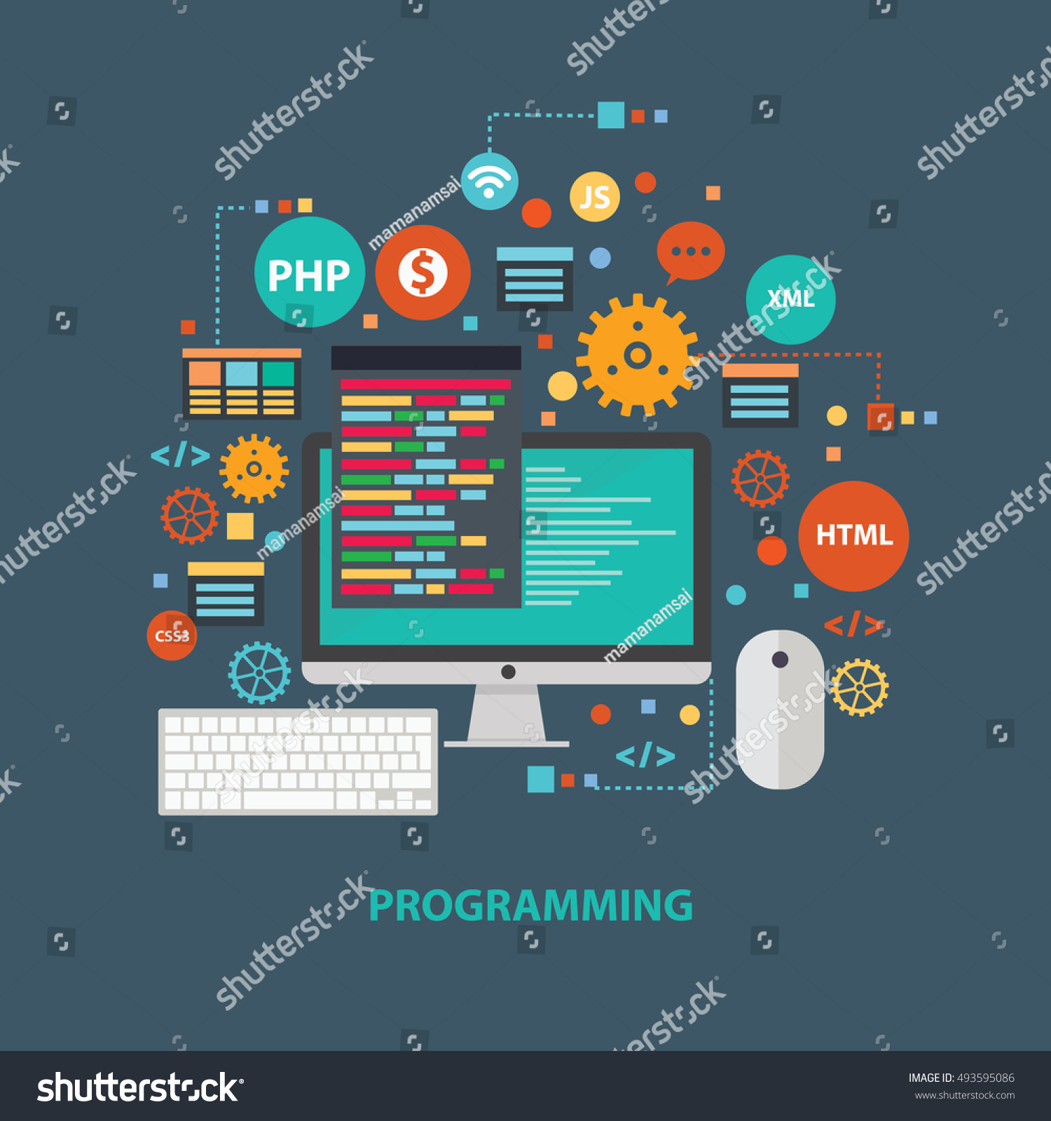 Programming Concept Design On Clean Backgroundclean Stock Vector ...
