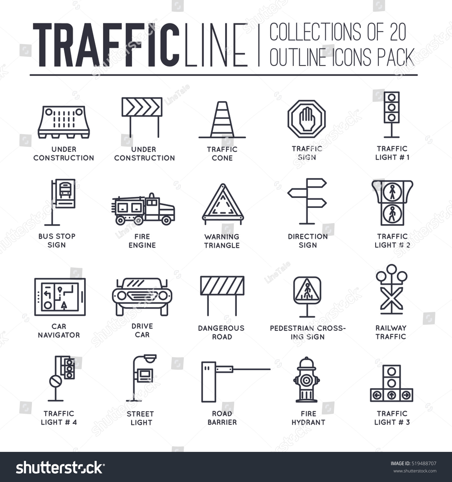 Traffic Light Day Highway Code Outline Stock Vector (Royalty Free