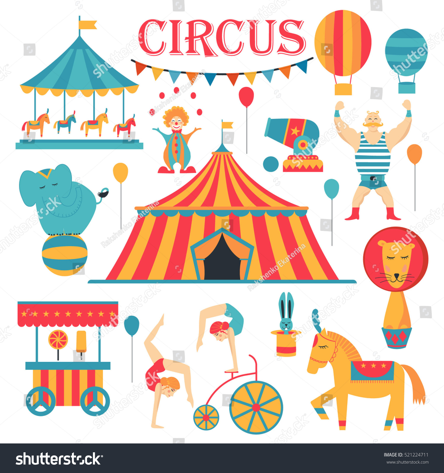 【SJ24597】CIRCUS COLLECTION Circus Collection Carnival Fun Fair Vector Stock Vector