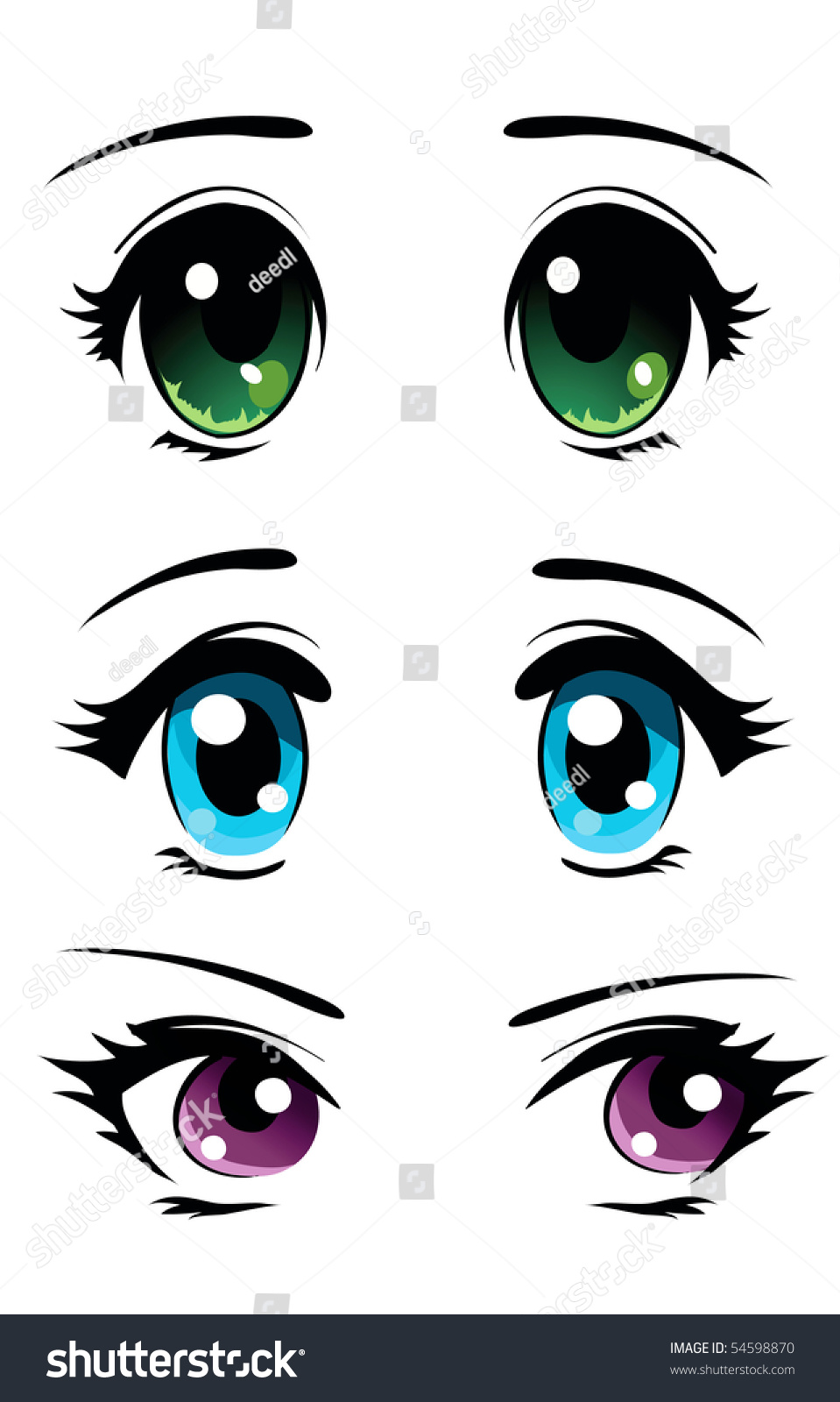 Cartoon anime characters eyes eyebrows and mouth expressions Manga female  characters faces vector illustration set Anime manga girls expressions  Stock Vector Image  Art  Alamy