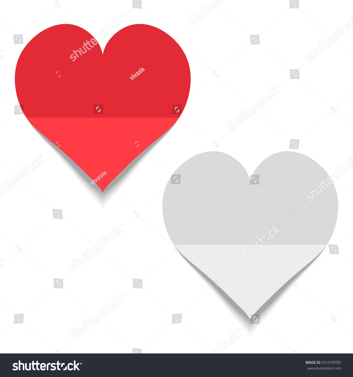 Set White Red Heart Valentine Card Stock Vector (Royalty Free