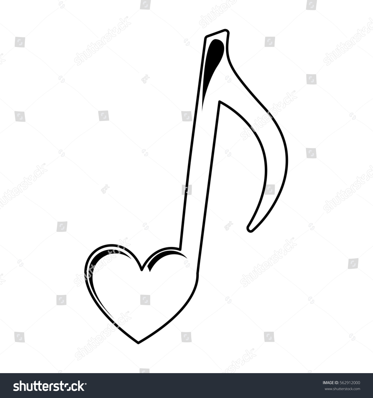 Music Note Heart Vector Illustration Design Stock Vector (Royalty Free