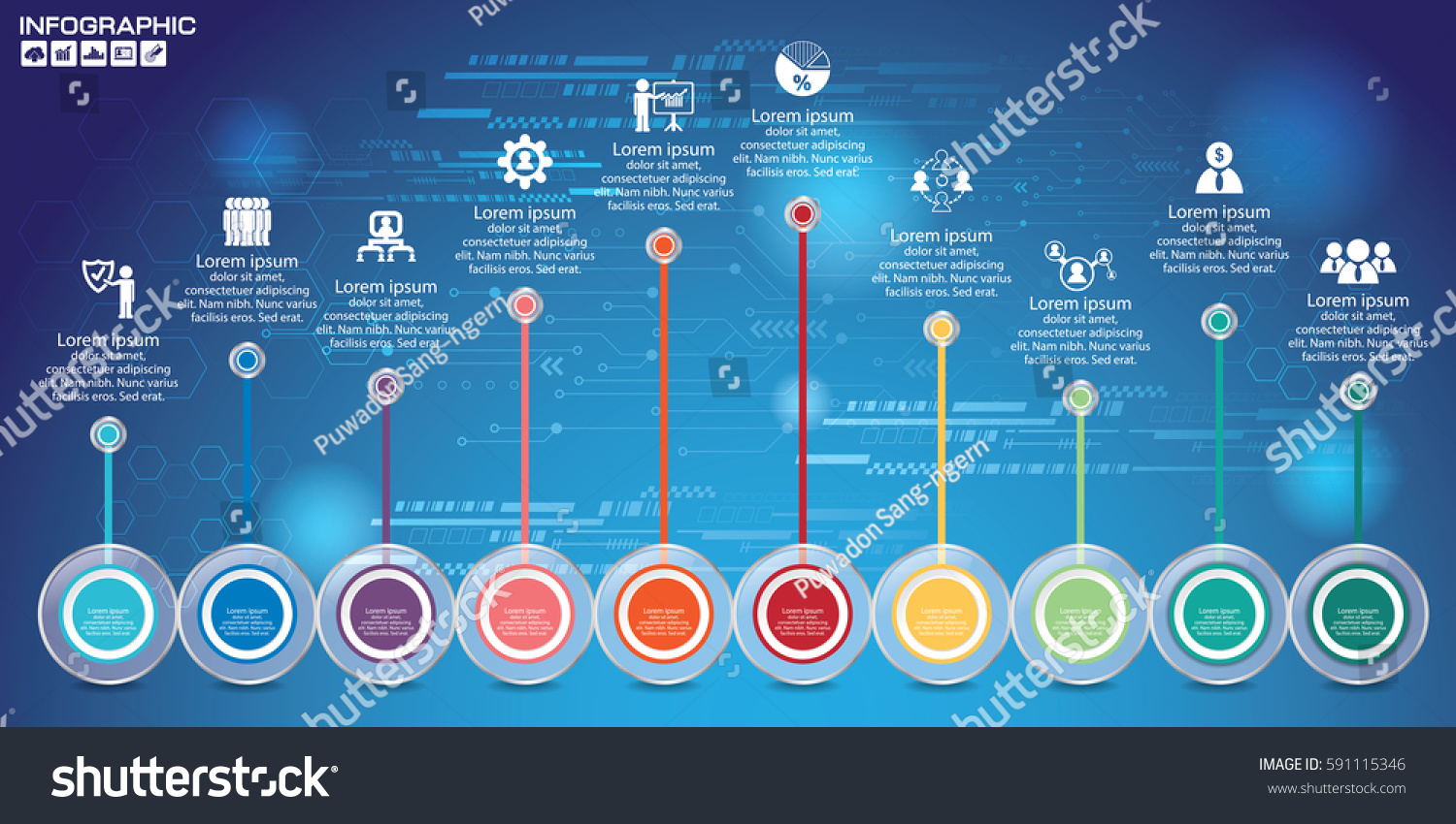 Infographic Business Horizontal Timeline Process Chart Stock Vector ...