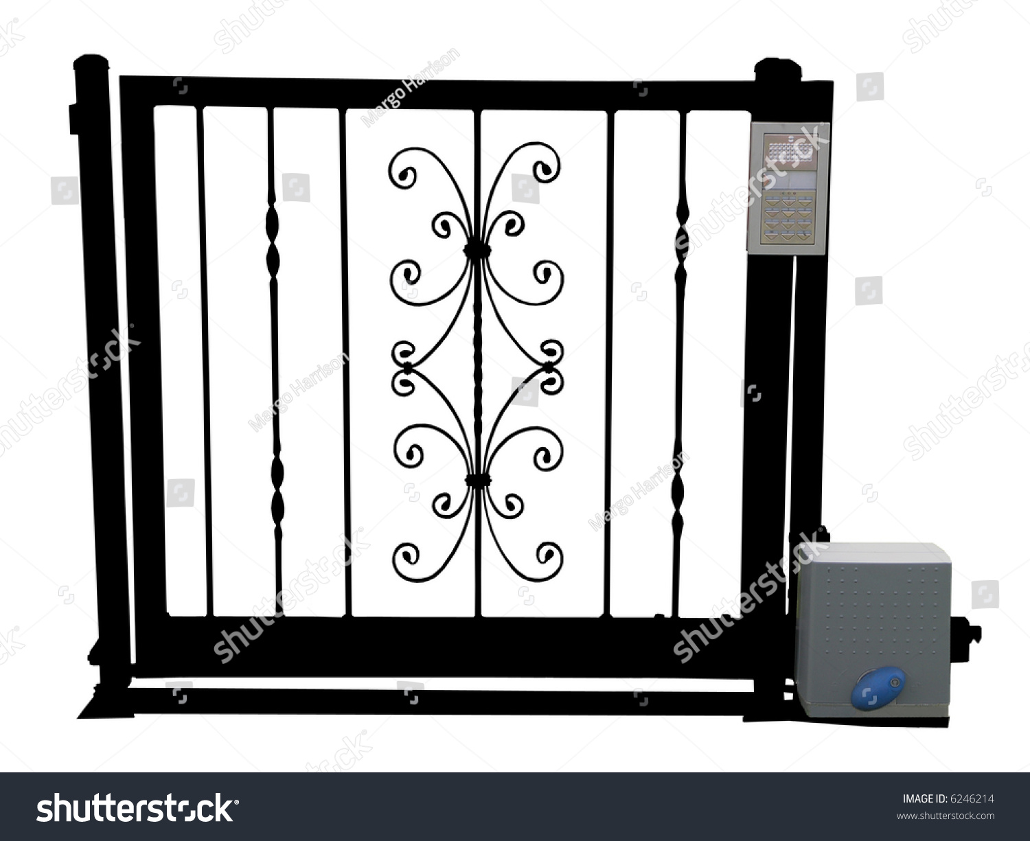 Wrought Iron Gate Security Device Isolated Stock Photo 6246214