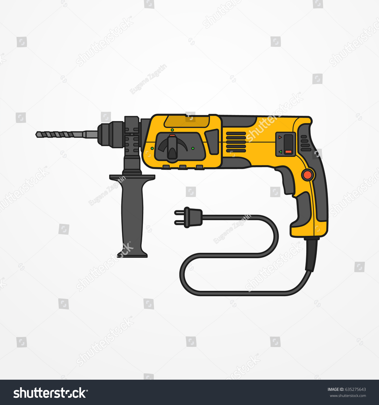 Typical Rotary Hammer Wire Auger Modern Stock Vector (Royalty Free