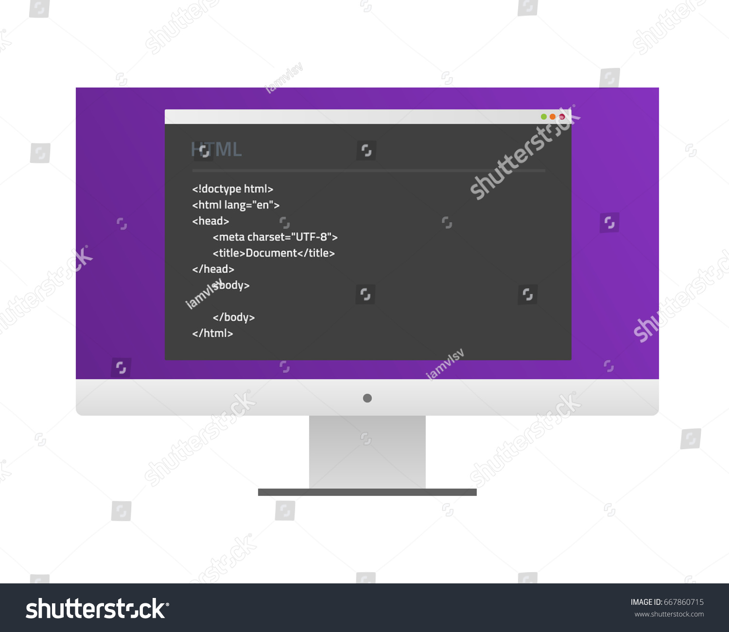 Screen Monitor Window Html Code Flat Stock Vector (Royalty Free ...