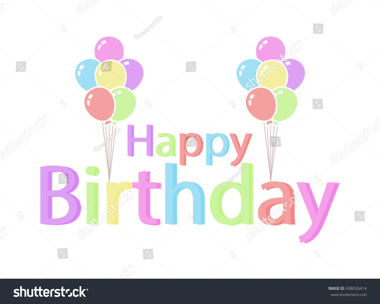 Cute Happy Birthday Greeting Card Pastel Stock Vector (Royalty Free