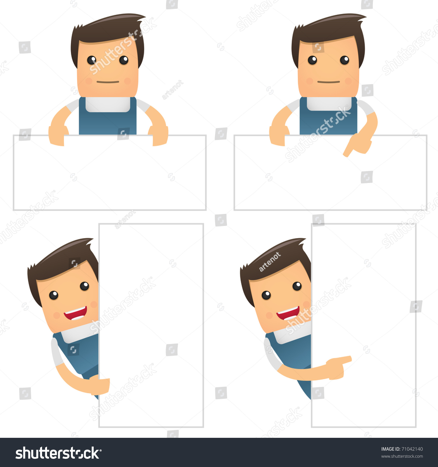 Set Funny Cartoon Office Worker Various Stock Vector