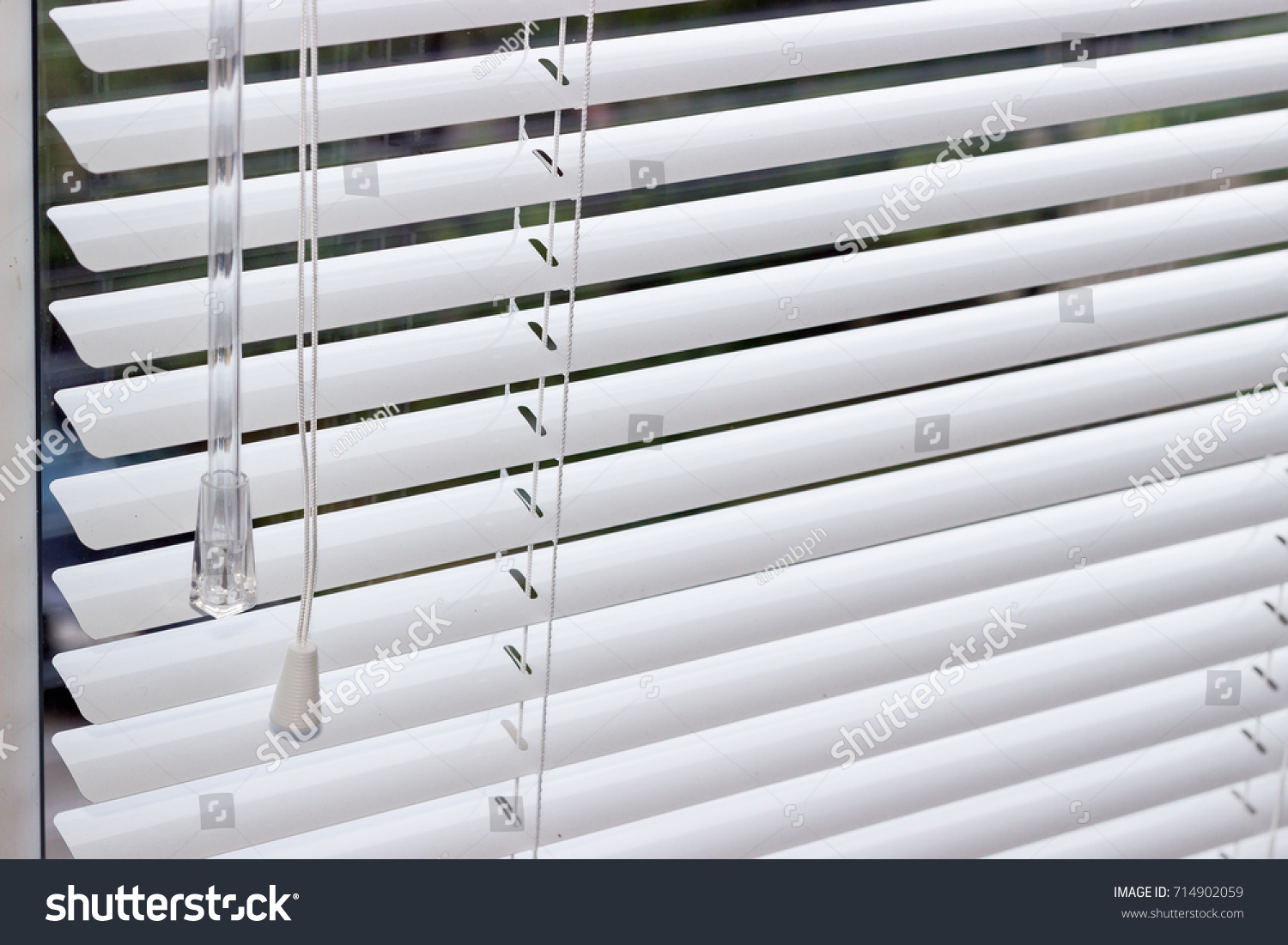 Fragment White Blinds Lift Cord Stock Photo 714902059
