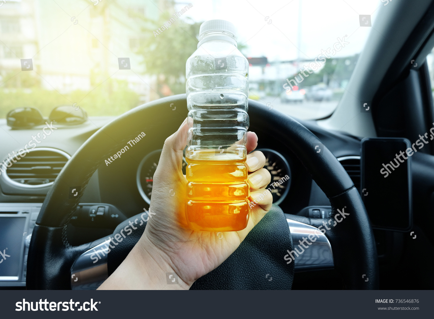 Emergency Toilet Pee Bottle When Traffic Stock Photo 736546876