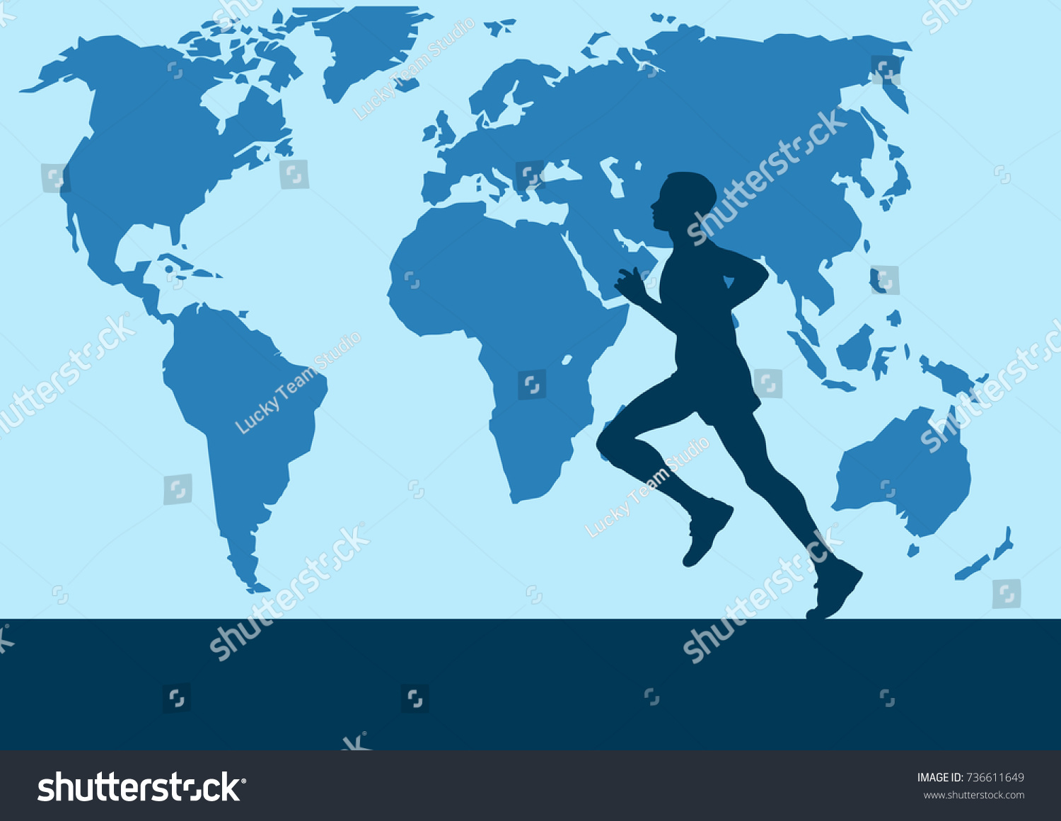 Runner World Map Vector Poster Background Stock Vector (Royalty Free