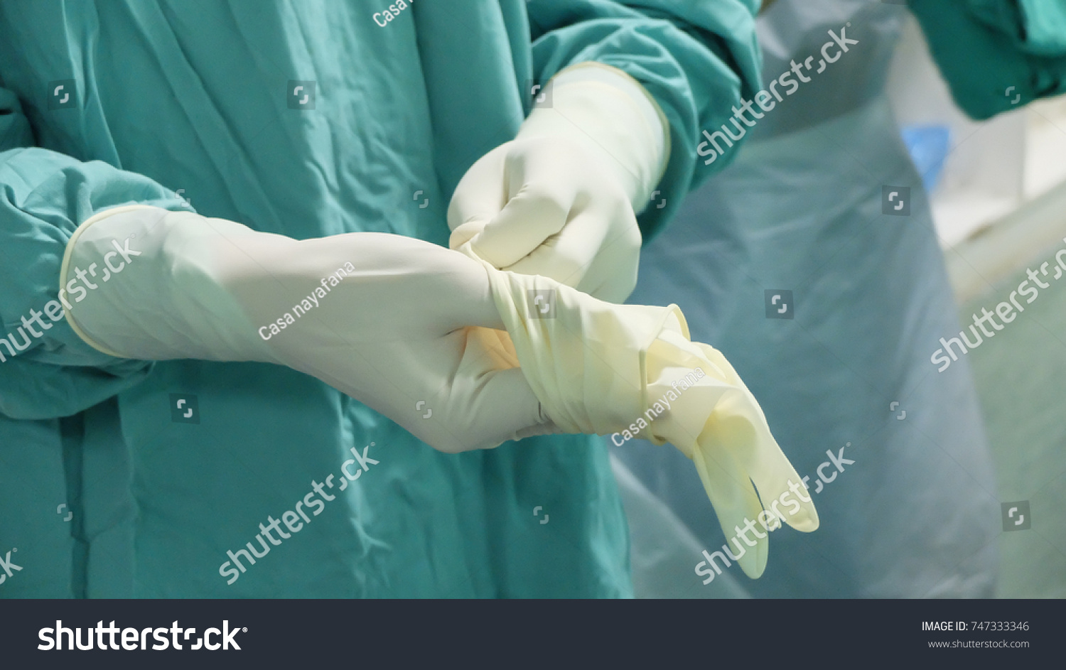 Preparation Before Surgery Including Scrubbing Gloving Stock Photo