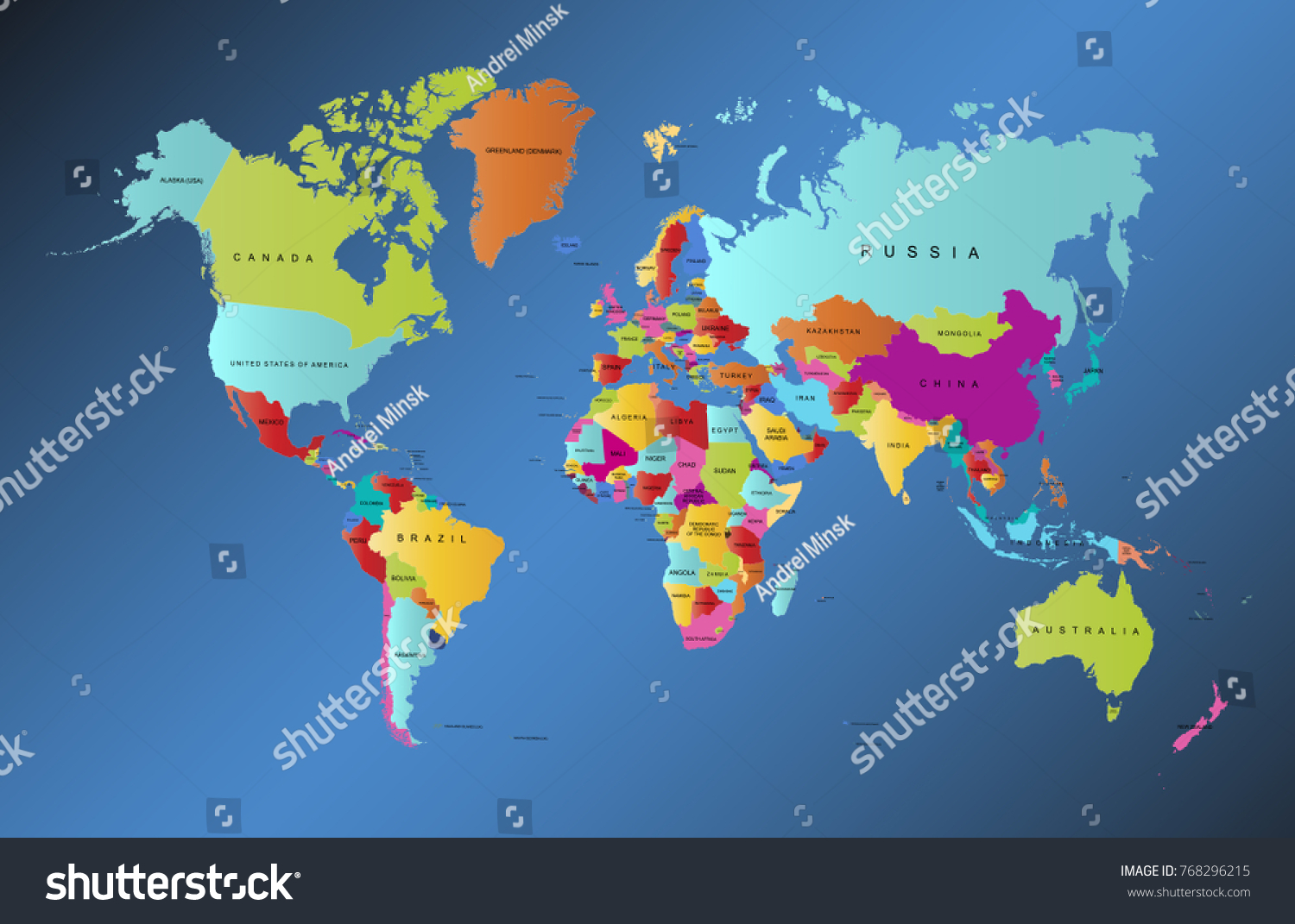 Color World Map Vector Stock Vector from Shutterstock