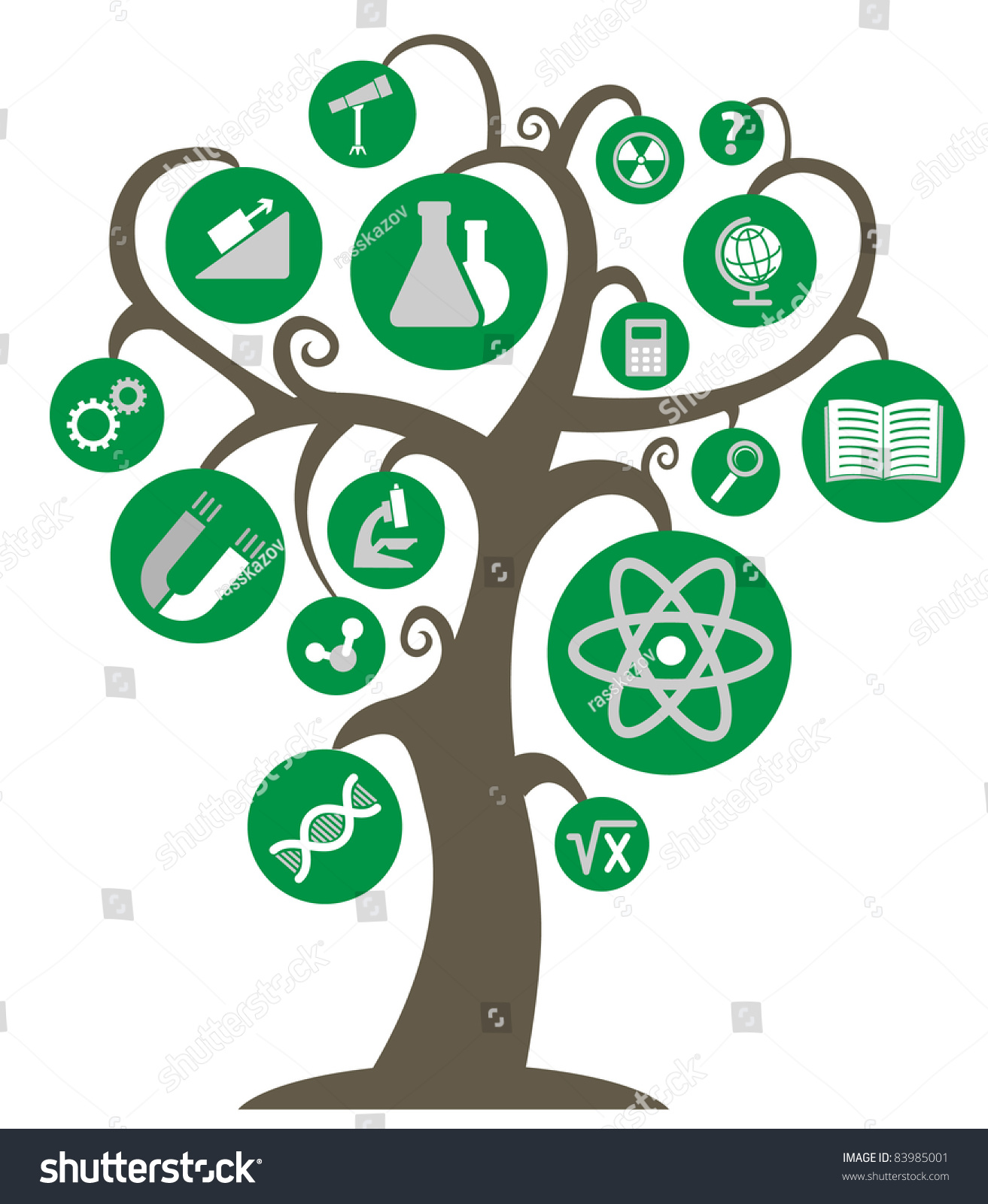 L'arbre du savoir avec les symboles image vectorielle de stock (libre de droits) 83985001