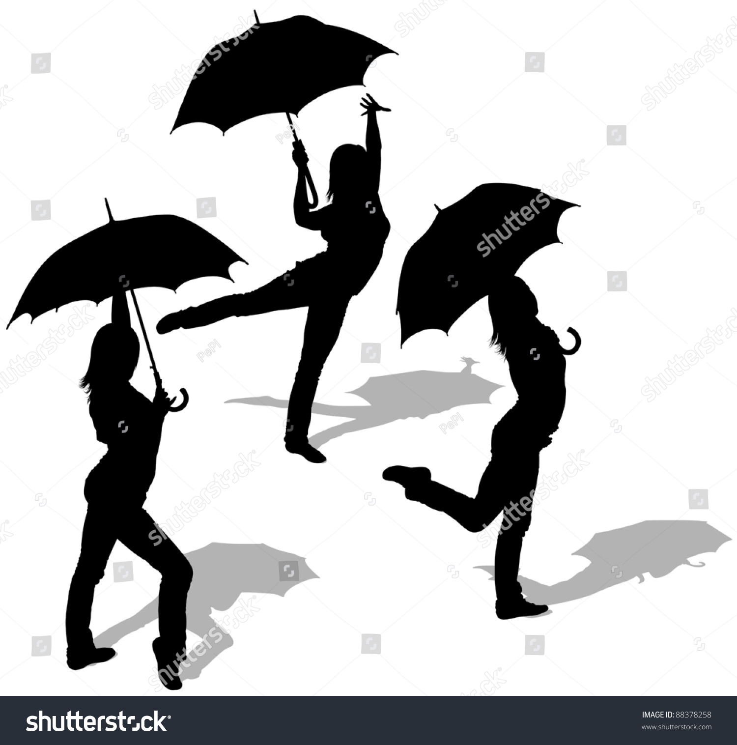 Dancing In The Rain With Umbrella Silhouette