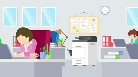 Business team is working. Business communication concept. Loop illustration in flat style. Stock Video