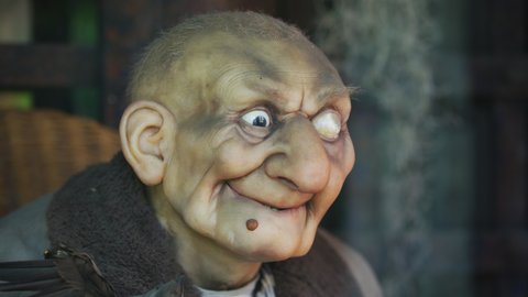 June 2018, Detail of a wax sculpture at the House of Frankenstein, in Niagara Falls, Ontario, Canada. Stock Video