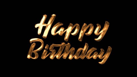 Happy Birthday Handwritten Animated Text Gold Stock Footage Video (100%